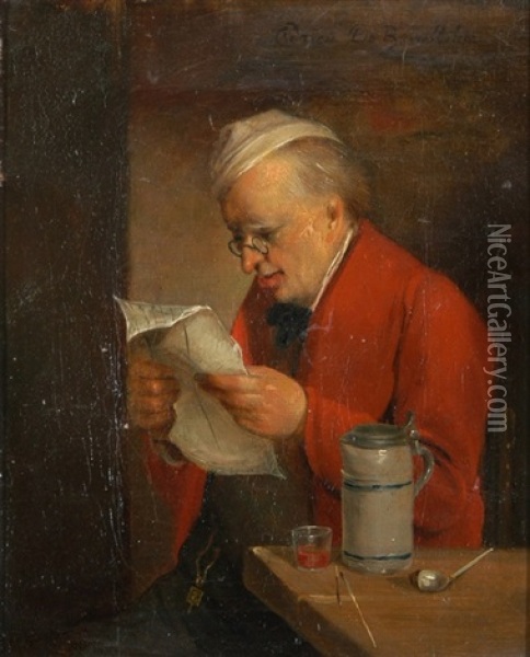 Herr Beim Lesen Eines Briefes Oil Painting - Adrien Ferdinand de Braekeleer