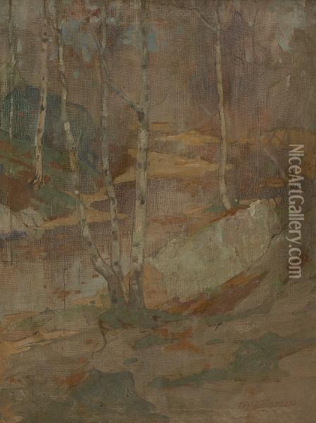 Silver Birches Oil Painting - Robert Burns