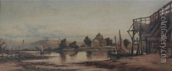 View Of Shoreham, West Sussex, With St. Nicolas' Church Oil Painting - Richard Henry Nibbs