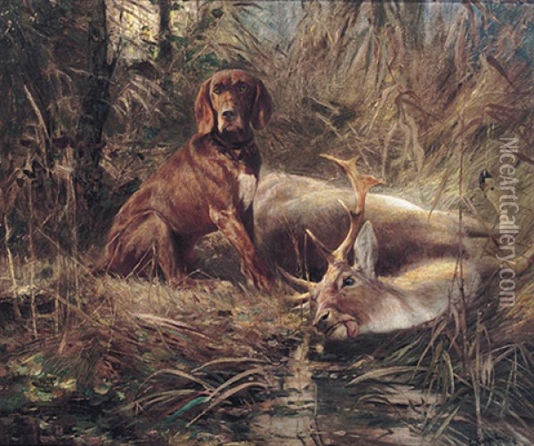 Wildpark Oil Painting - Carl Friedrich Kappstein
