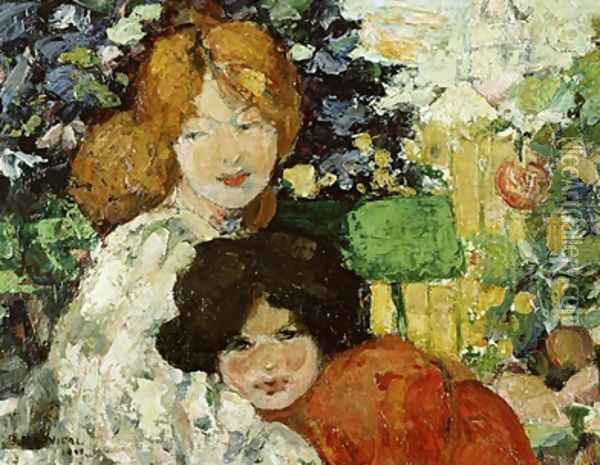 Two Sisters 1899 Oil Painting - Bessie MacNicol
