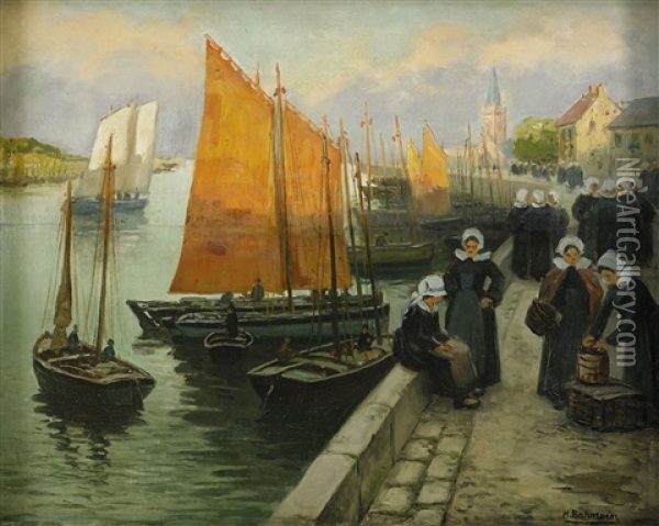 Hamn I Bretagne Oil Painting - Henri Alphonse Barnoin