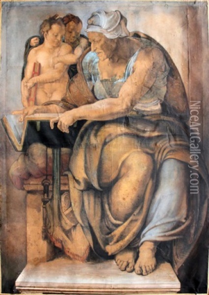 Prophet & Sibyl Oil Painting -  Michelangelo