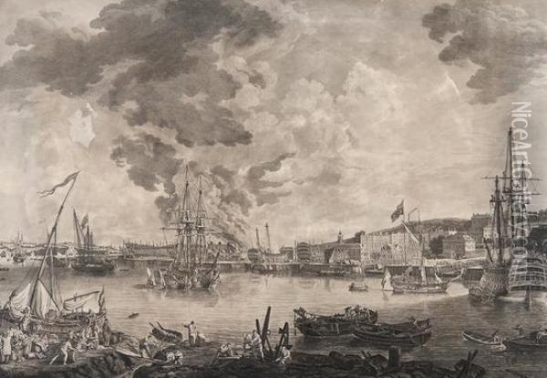 View Of The Royal Dock Yard At Chatham Oil Painting - Richard Paton