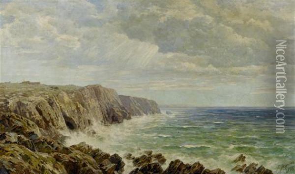 Coastal Scene In Normandy Oil Painting - Jules Jequier
