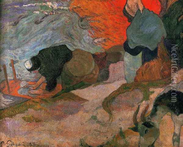 Washerwomen Oil Painting - Paul Gauguin