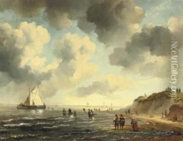 Embarking On A Sunny Day Oil Painting - Jacobus Pelgrom