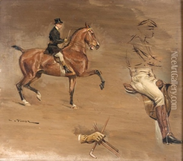 Esquisse De Cavaliers (study) Oil Painting - Auguste Vimar