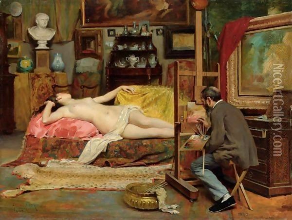 The Artist Oil Painting - Albert Aublet