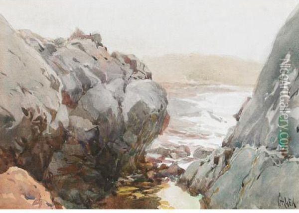 Rocky Seacoast Oil Painting - Robert Ford Gagen