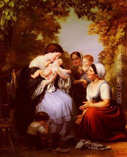 Maternité (Maternity) Oil Painting - Fritz Zuber-Buhler
