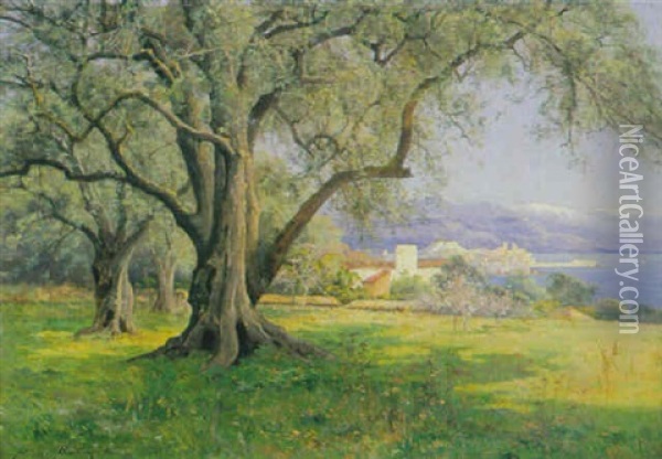 Landschaft Mit Blick Auf Kustenstreifen Oil Painting - Pierre-Ernest Ballue