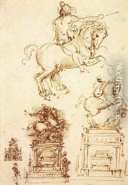 Study for the Trivulzio Equestrian Monument (1) 1508-10 Oil Painting - Leonardo Da Vinci