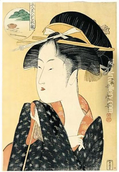 Yatsuyama Hiranoya Oil Painting - Kitagawa Utamaro