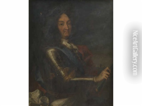 Portrait Du Roi Louis Xiv En Armure Oil Painting - Jean Ranc
