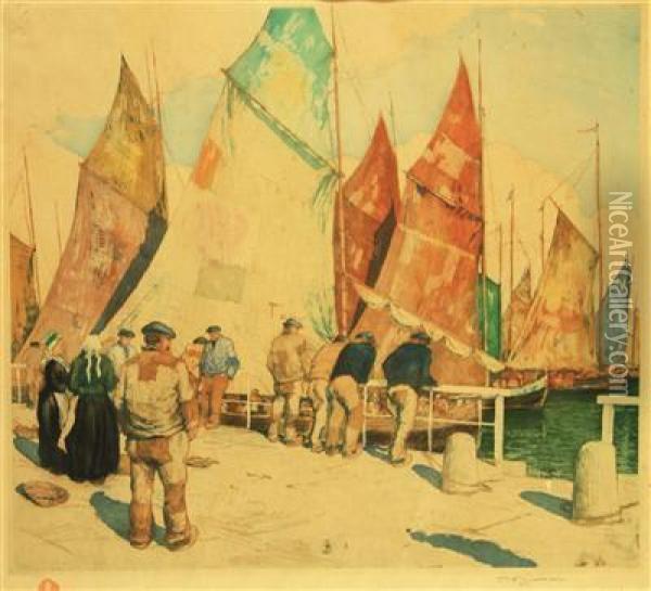 Fishermen Oil Painting - Tavik Frantisek Simon