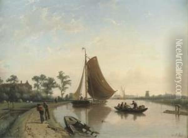 Along The River In Summer Oil Painting - Johan Adolph Rust