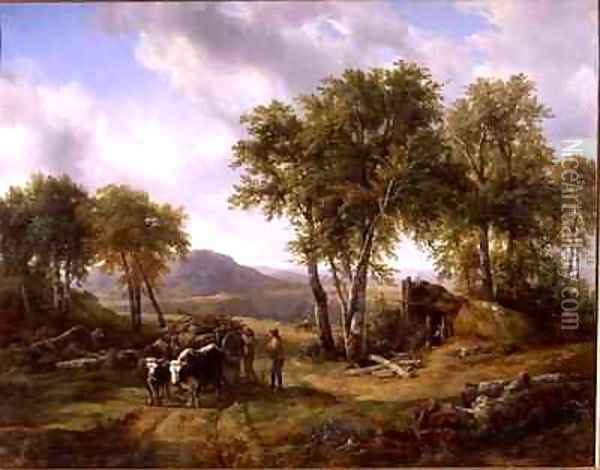 Woodcutters Leaving the Forest at Millau Oil Painting - Jacques-Raymond Brascassat