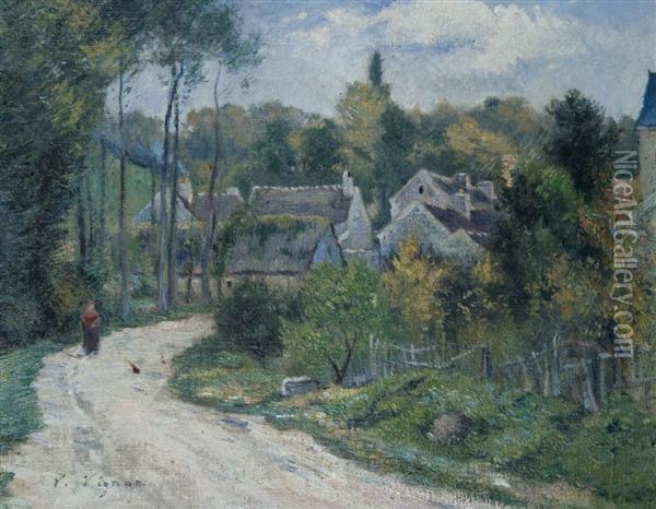 L'entree Du Village Oil Painting - Claude Vignon