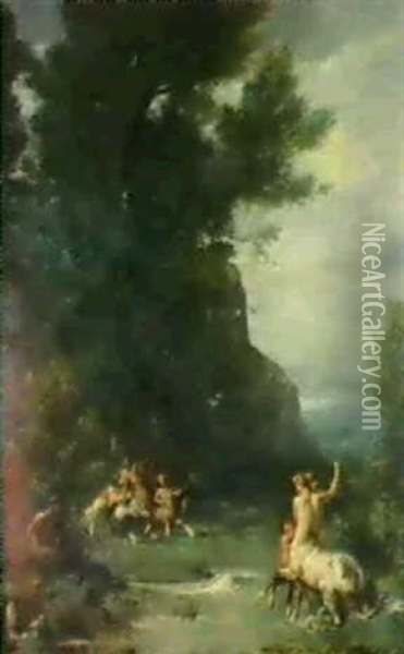 Centaurs Et Centauresses S'exercant Au Tir De L'arc Oil Painting - Eugene Fromentin