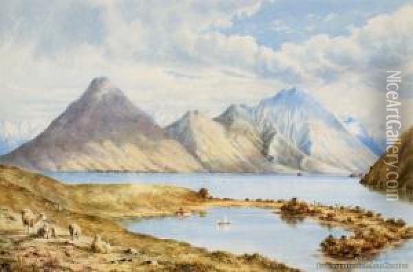 Lake Wakatipu, Queenstown Oil Painting - Charles Decimus Barraud