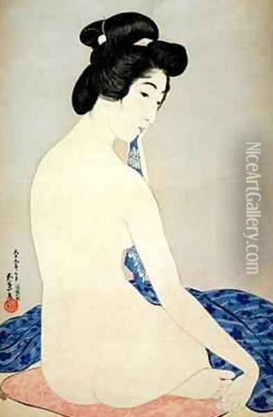 Woman after the bath Oil Painting - Goyo Hashiguchi