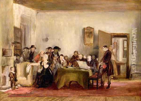 Sketch for The Reading of a Will, c.1820 Oil Painting - Sir David Wilkie