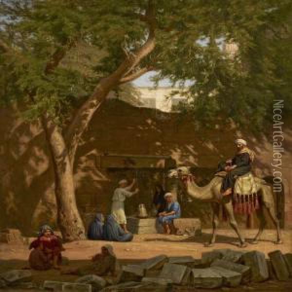 Northafrican Citylifeby A Well Oil Painting - August Heinrich Schiott