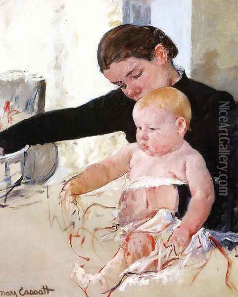 Bathing The Young Heir Oil Painting - Mary Cassatt