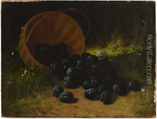 A Still Life With Plums Oil Painting - Carducious Plantagenet Ream