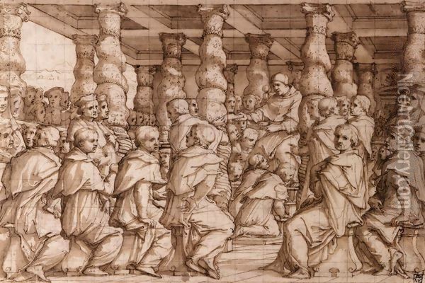 Pope Leo X Appointing Cardinals Oil Painting - Giorgio Vasari