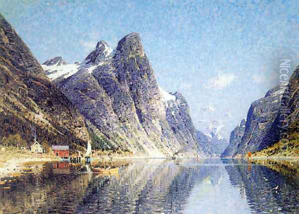 On the fjord, summer Oil Painting - Adelsteen Normann