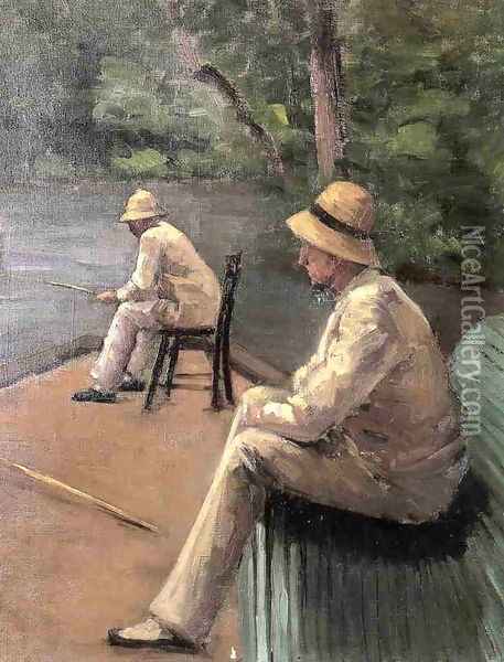 Fishermen On The Banks Of The Yerres Oil Painting - Gustave Caillebotte