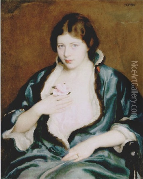 Woman In Blue Wrap Oil Painting - William McGregor Paxton