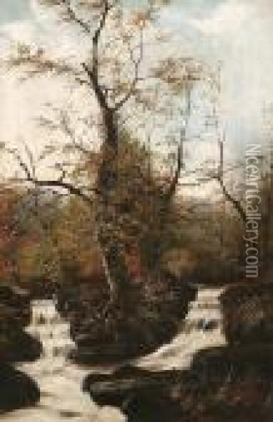 A Woodland Stream Oil Painting - Nils Hans Christiansen