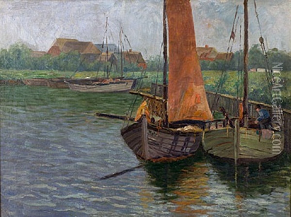 Boddenhafen Althagen Oil Painting - Hugo Mueller-Mohr