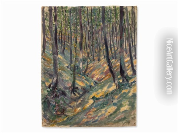 Forest Path Oil Painting - Rudolf Junk