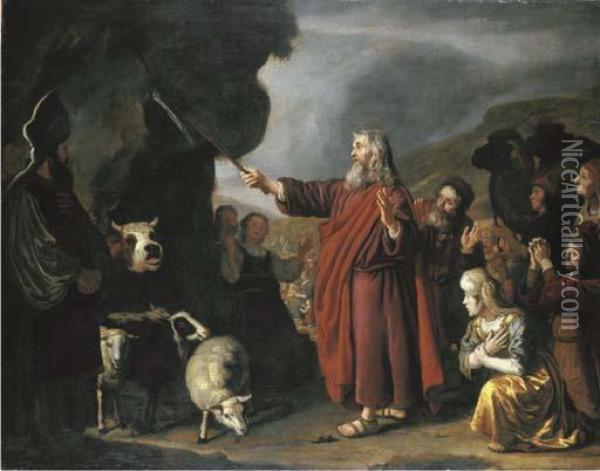 Moses Striking The Rock Oil Painting - Jan Victors