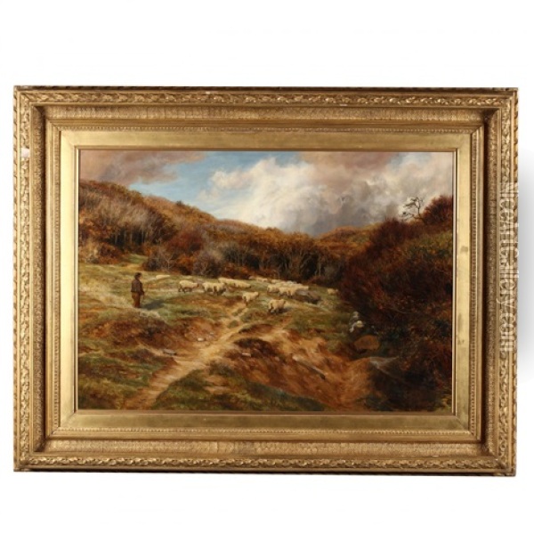 Shephard And Flock Oil Painting - Charles Edward Johnson