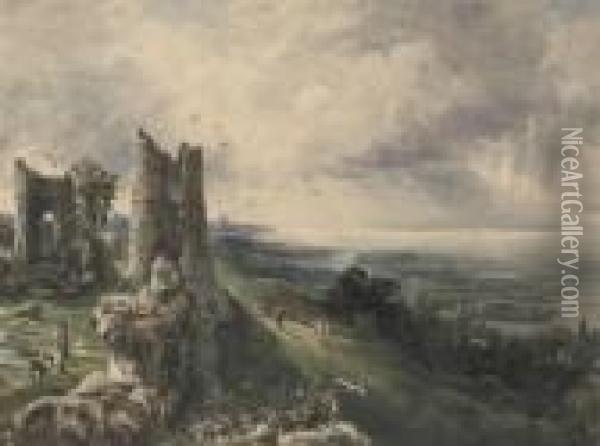 View Of Hadleigh Castle Oil Painting - John Constable