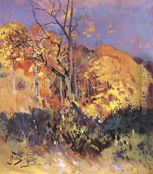Autumn in Bystra Oil Painting - Julian Falat