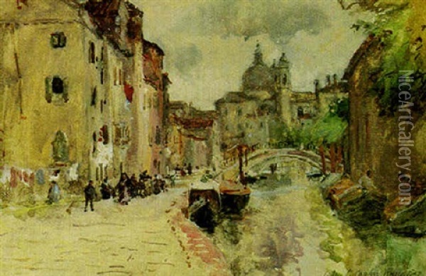 Canal In Venice Oil Painting - Colin Campbell Cooper