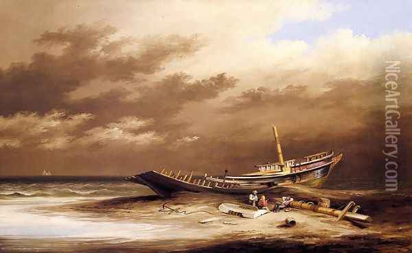 Shipwreck Oil Painting - Xanthus Russel Smith