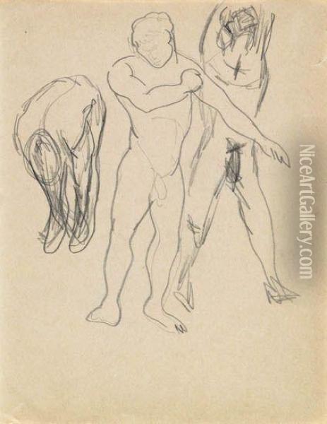 Two Male Figure Drawings Oil Painting - Charles Demuth