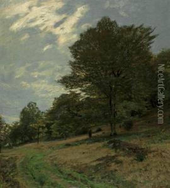 Landschaft Mit Baumen An Einem Sanften Abhang Oil Painting - Christian Johann Kroner