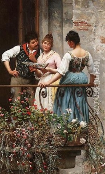 A Favourite Fan Oil Painting - Eugen von Blaas
