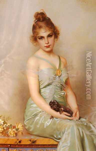 The Wounded Puppy Oil Painting - Vittorio Matteo Corcos