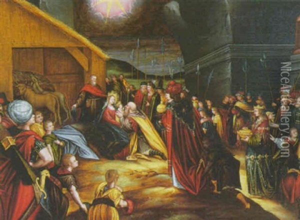 L'adoration Des Rois Mages Oil Painting - Ambrosius Francken the Younger