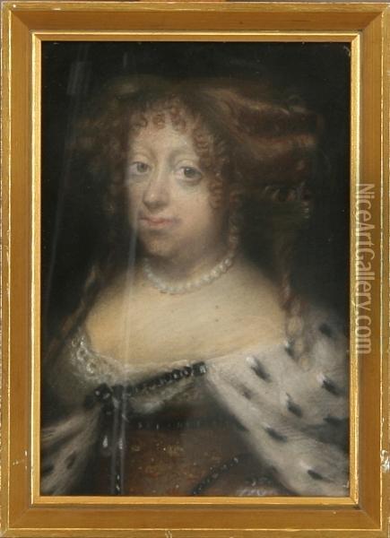 Portrait Of Queen Sofie Amalie, Queen Of Denmark And Norway Oil Painting - Hans Christian Hansen