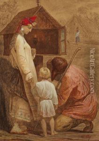 Famille De Moujiks Russes Faisant Leur Priere Oil Painting - Adolphe Yvon